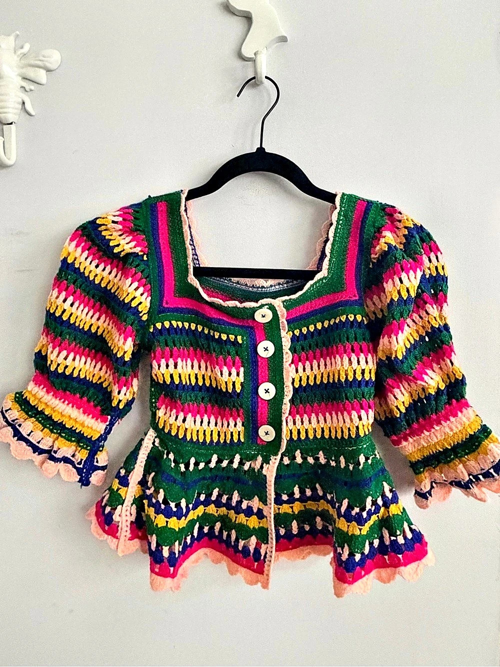 Truce Girls Striped Sweater Pink & Green Size Small